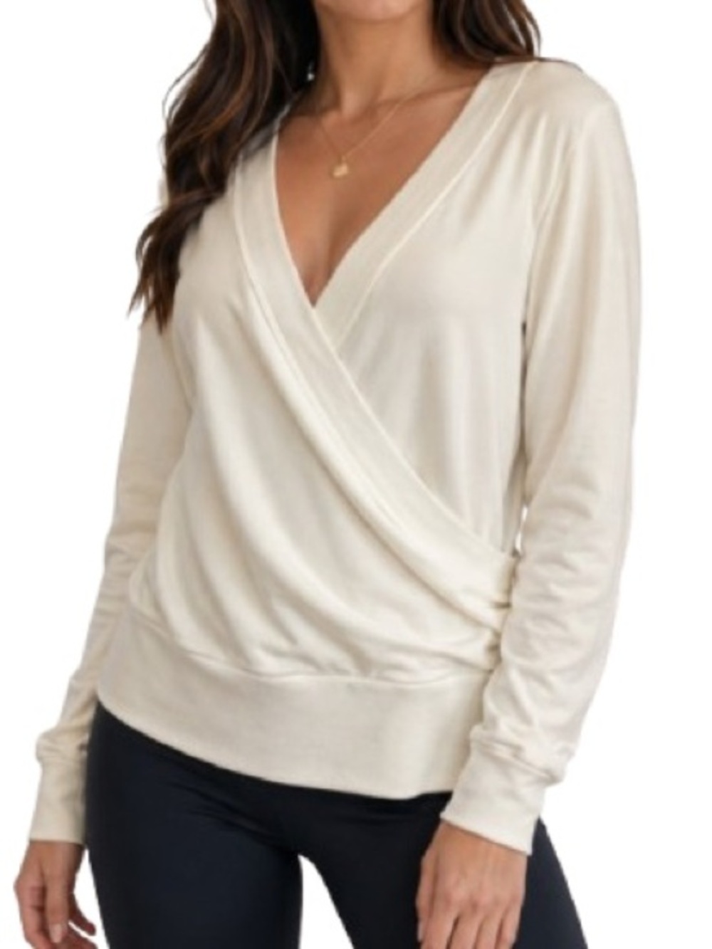 Athleta XL Recharge Wrap Sweatshirt Cream White Soft Lyocell Athleisure Top